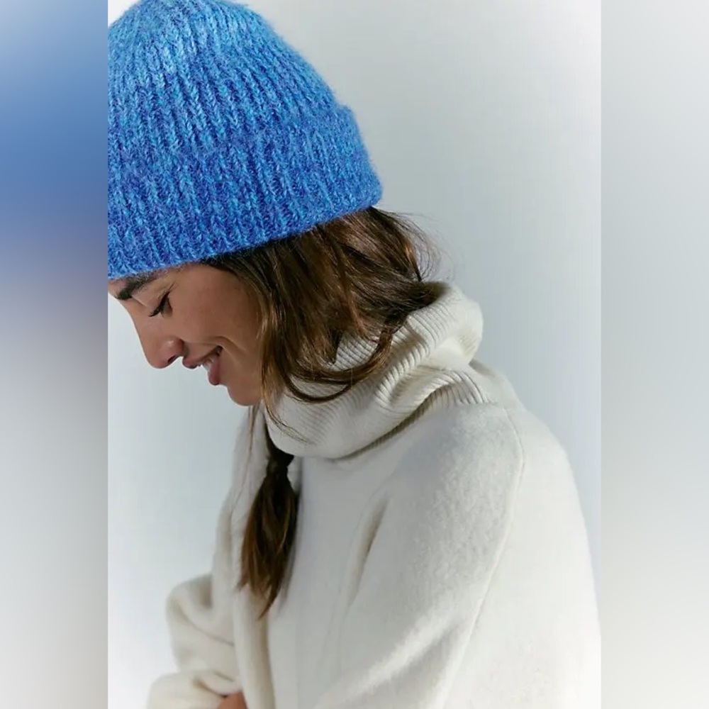 Free People Frostline Knit Beanie - Cobalt Blue
